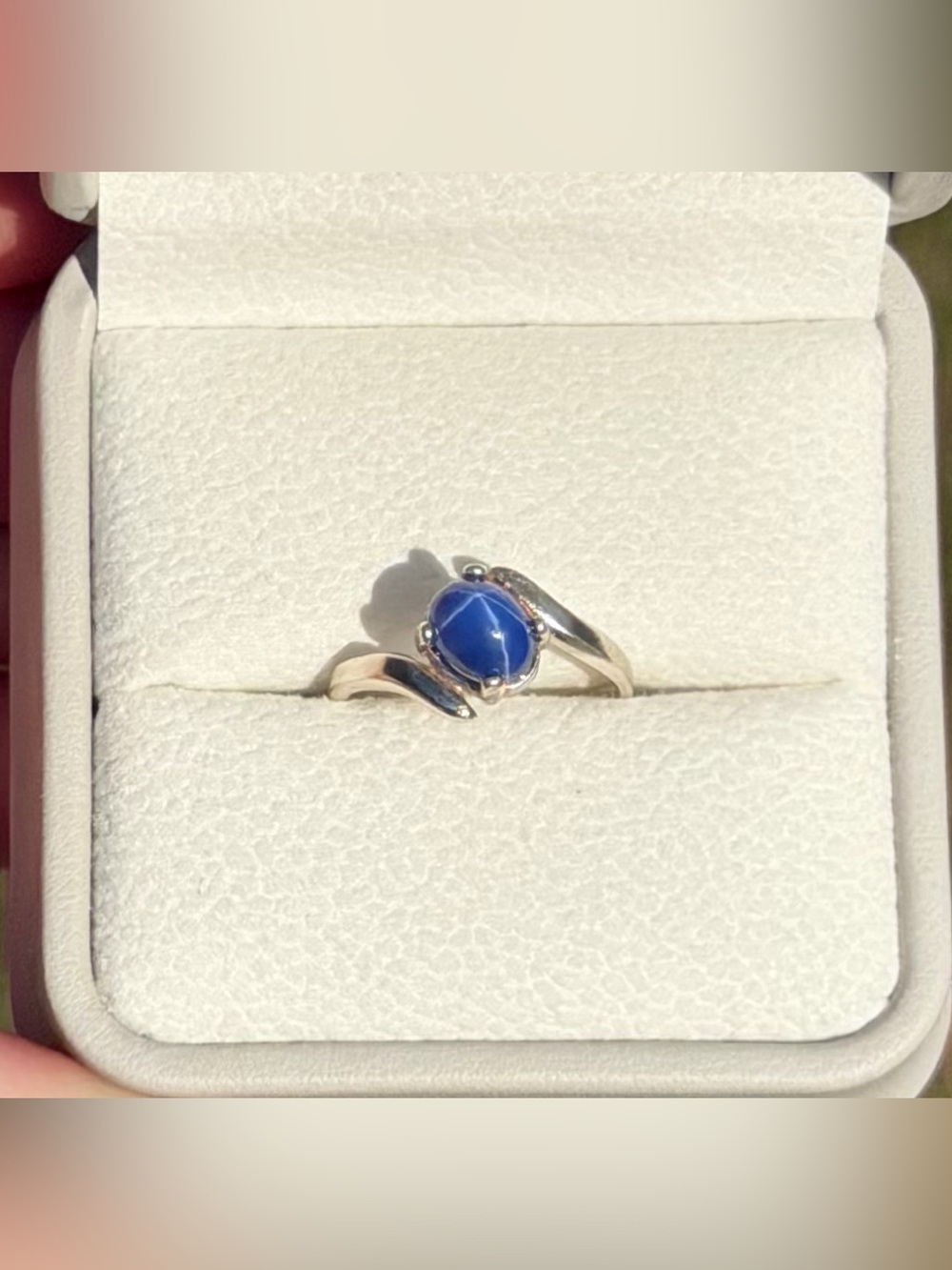 Stunning 1.56CT Blue Star Sapphire Ring 925 Sterling Silver Bypass Size 5.5